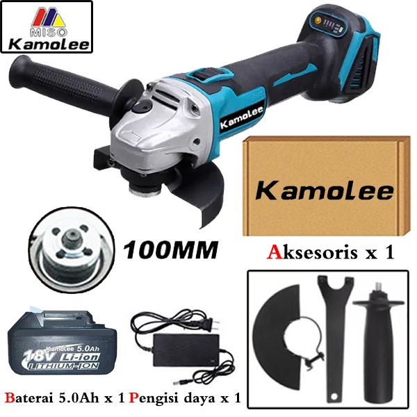 Kamolee 100&125mm Brushless Rechargeable Electric Angle Grinder Multifunction Polisher Cut Off Tool