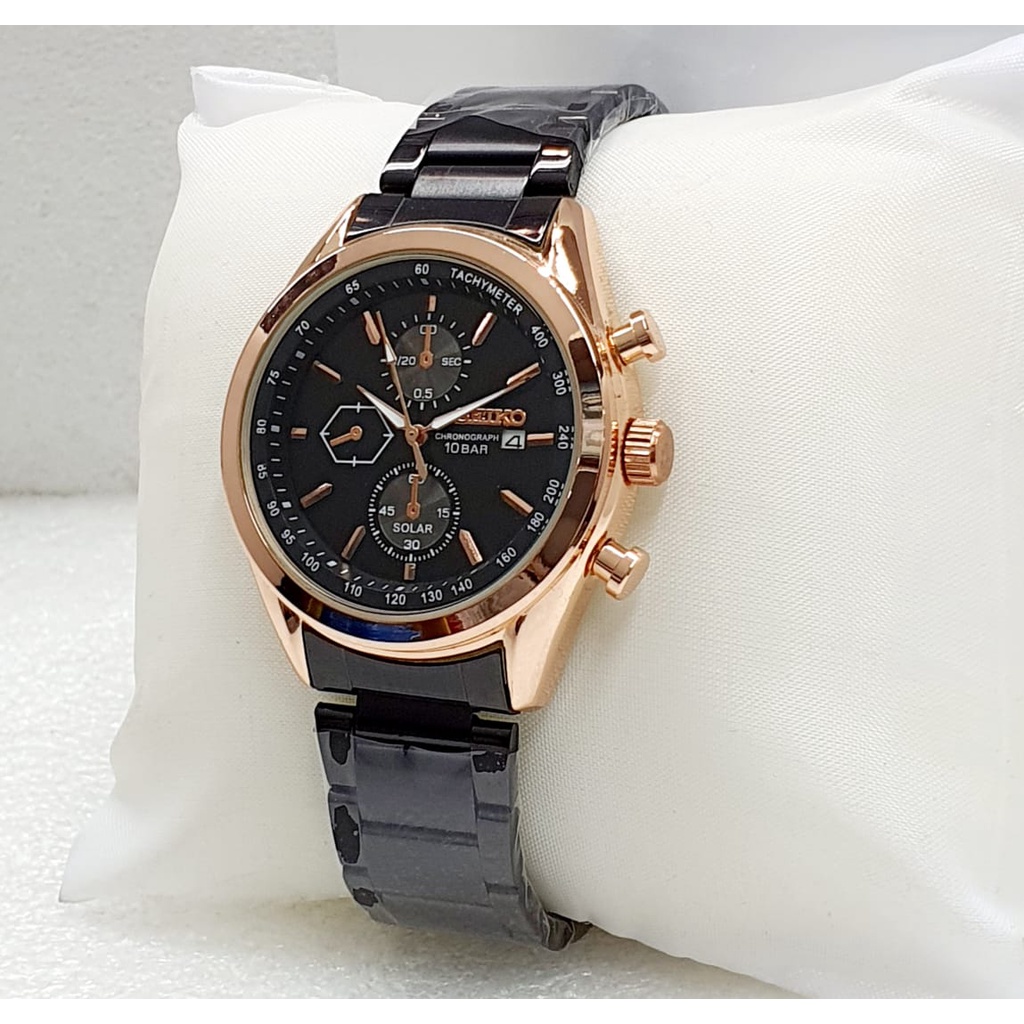 JAM TANGAN PRIA SEIKO I80 TALI RANTAI CHRONOGRAPH TANGGAL AKTIF DM 4.3CM FREE BOX  || JAM TANGAN FASHION PRIA