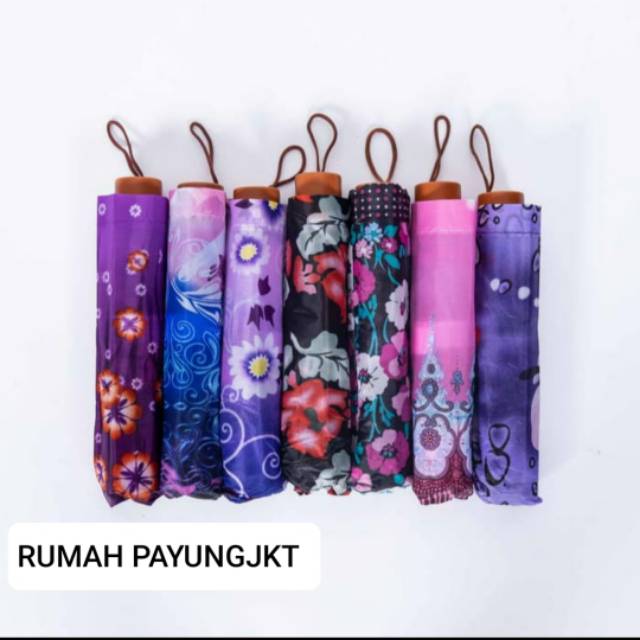 Payung lipat 3 motif / bunga bahan satin / kokoh / harga grosir / murah 777 4U CLOTHING