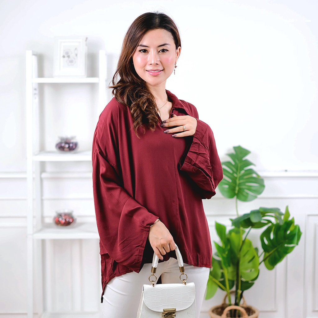 Tq88indonesia Fashion  Blouse Jumbo Polos / Vincci Oversize Blouse / Baju Atasan Jumbo Wanita / Busana Santai Cewek / Baju Jumbo Wanita Kekinian / Blouse Rayon