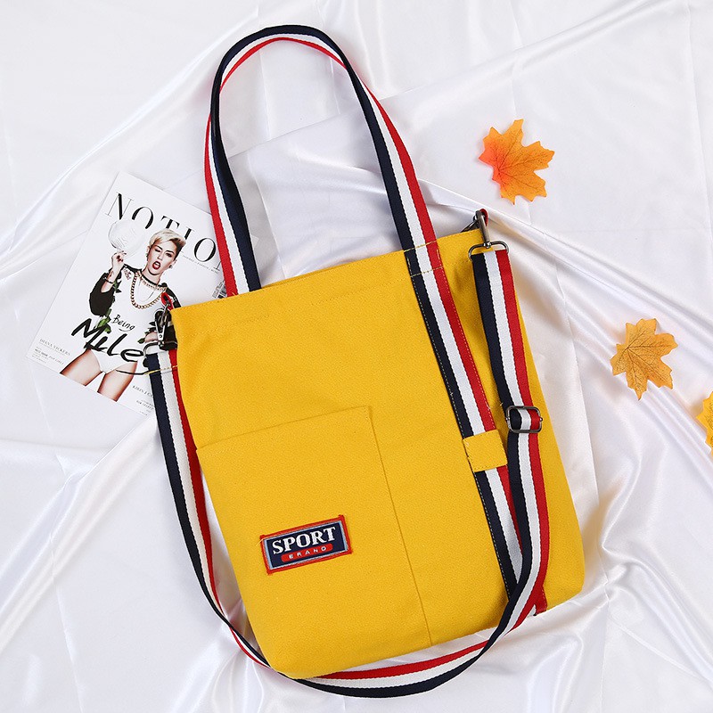 TC-109 tas canvas wanita tote bag selempang besar sekolah kampus import korea jepang