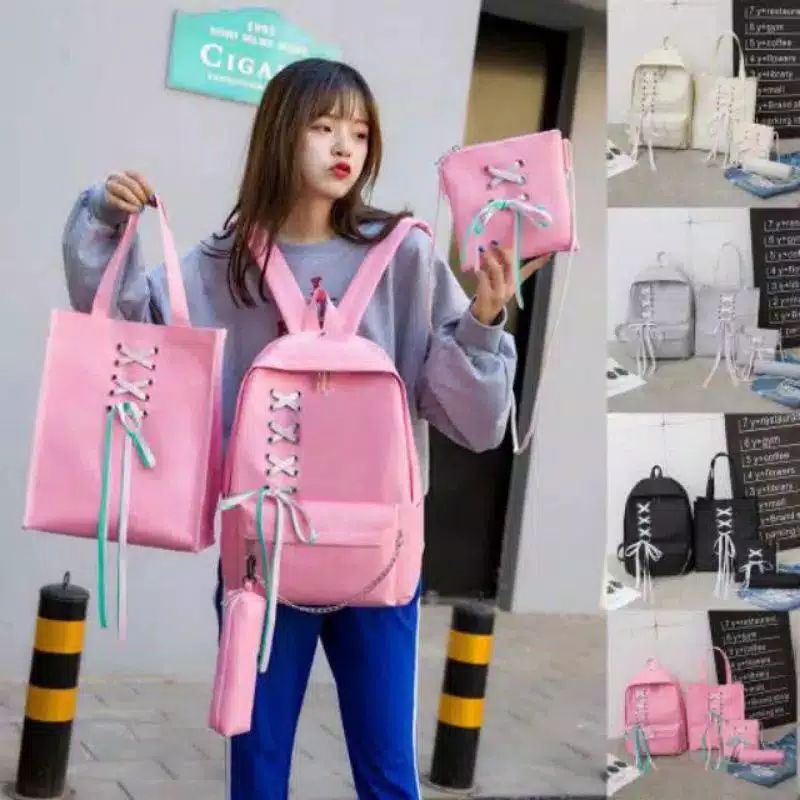 Tas Anak Perempuan SD Ransel Karakter 4in1 Backpack Anak Sekolah Tas pita ayu/Perempuan