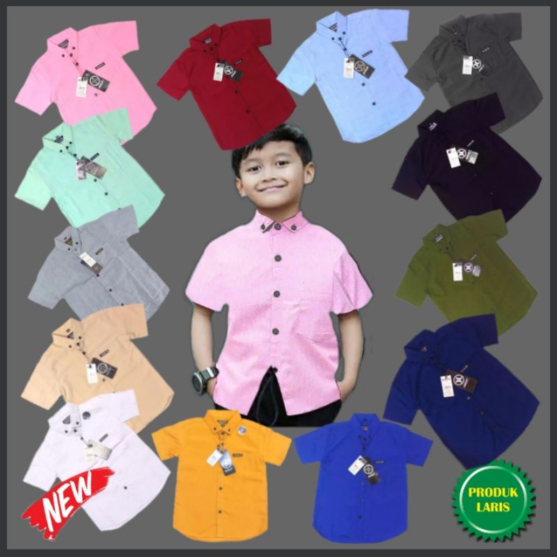 Kemeja anak 2-14 tahun / kemeja anak/kemeja polos anak / kemeja anak lengan pendek /kemeja anak terl
