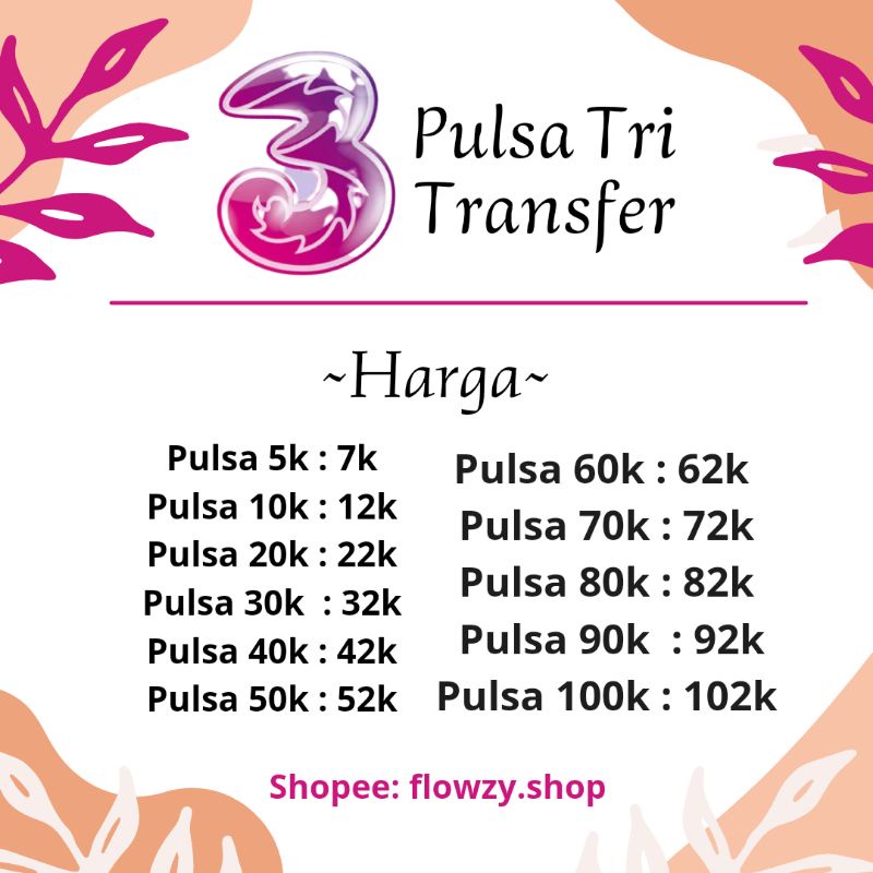 PULSA THREE DARI 5K HARGA 7K || PULSA TRI