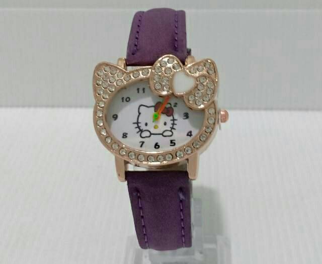 Jam Tangan Fashion Anak Kulit Hello Kitty Plat Putih