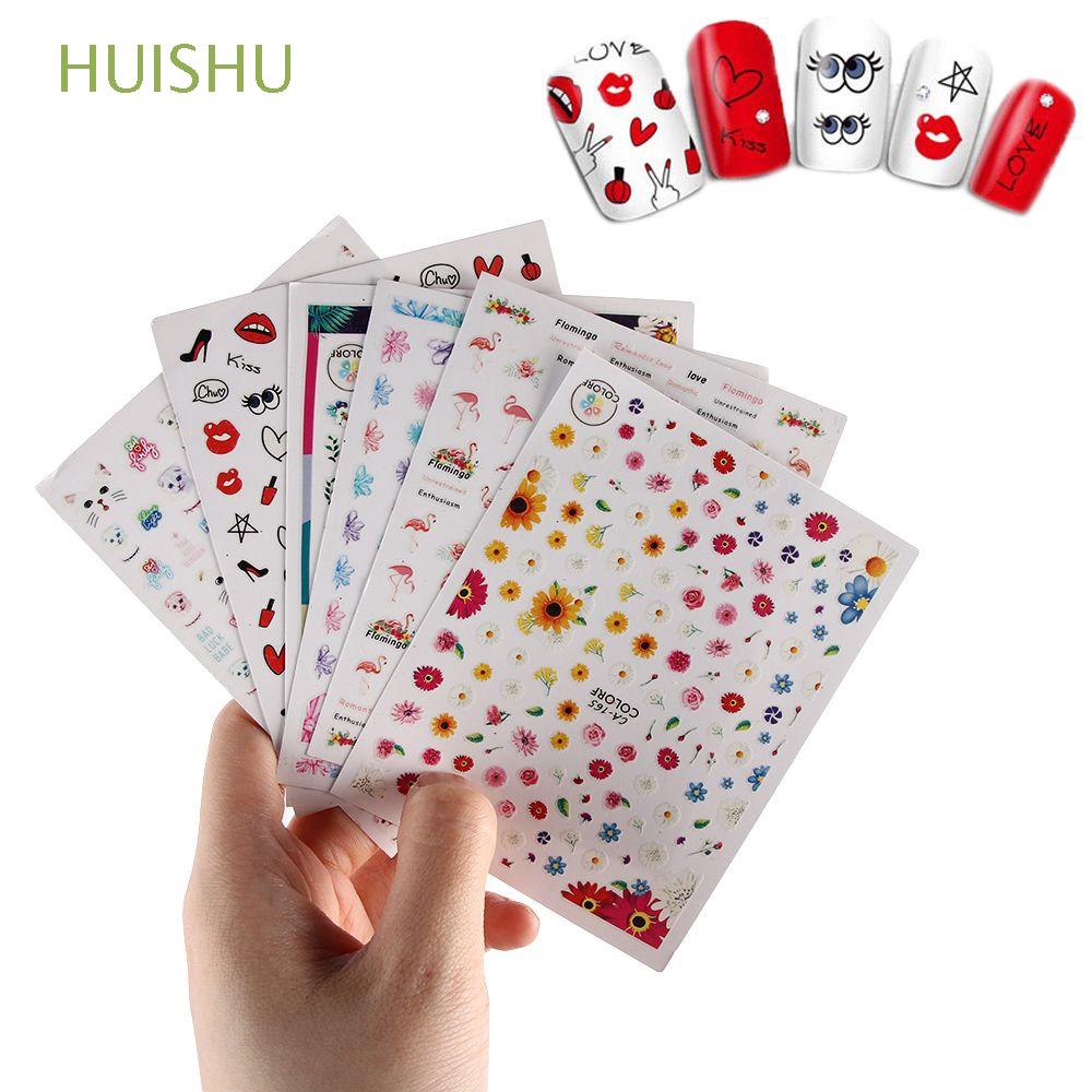 Stiker Kuku Motif Kartun Burung Flamingo Berkilau Warna Warni