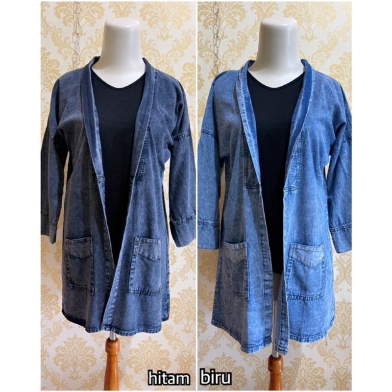 Cardigan Jeans Kimono Wanita Outer Jeans