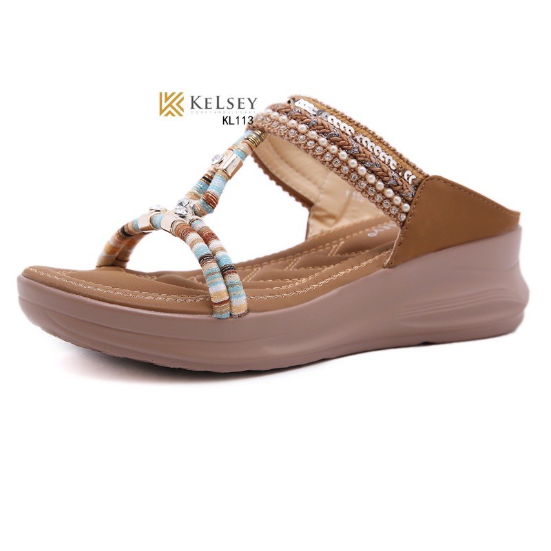 RESTOCK NICOLE SANDAL WEDGES WANITA KELSEY  IMPORT #KL113 SEPATU WEDGES PERMATA WANITA