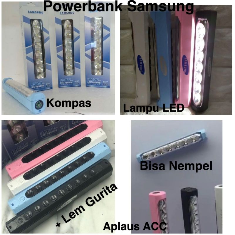 Powerbank Samsung B007 + Lampu LED Emergency + Karet Gurita Tempel