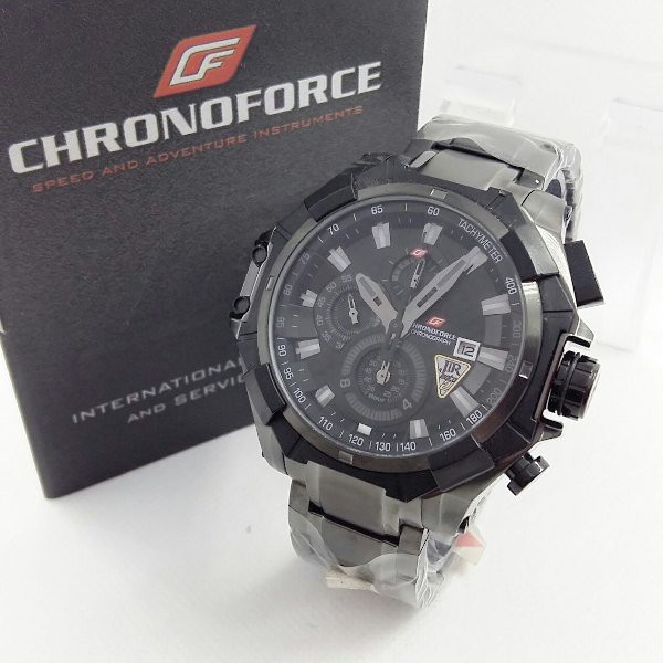BARU Jam Tangan Pria original chronoforce 5209 Rantai Stainless Steel Black - hargajam harga jam