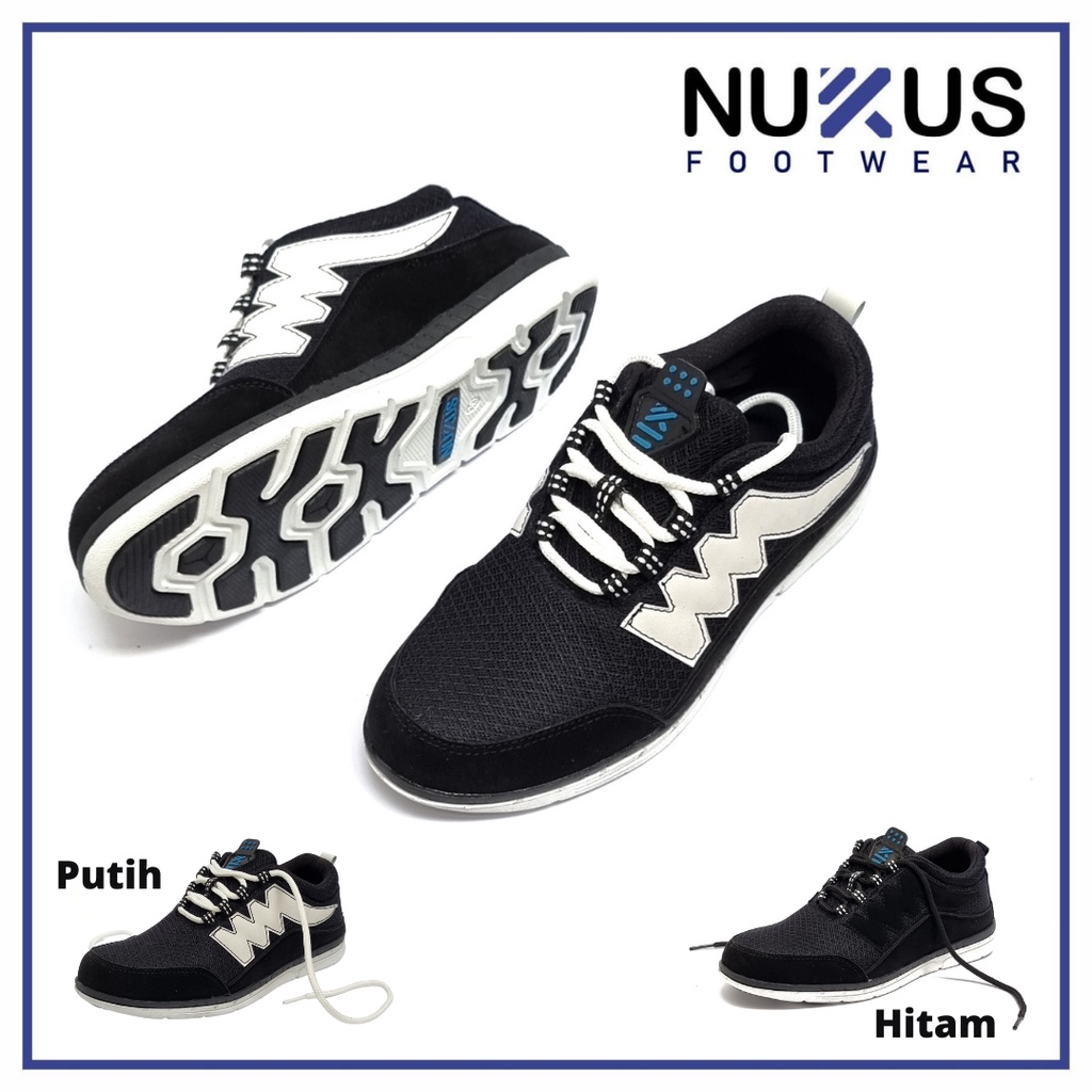 Nukus Sepatu Kets Running Pria Hitam dan Hitam Putih - NKTM 01 GB