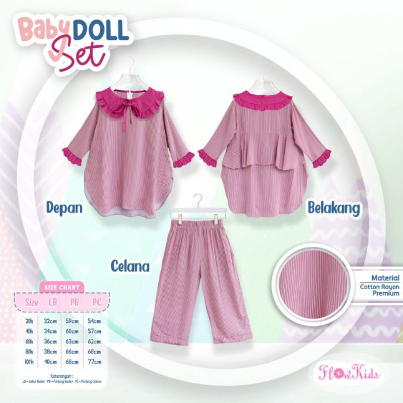 Afsheenastore One Set Baby Doll Setelan Anak Ruffle