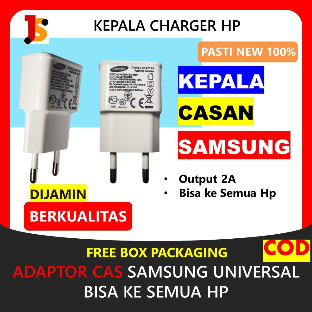 KEPALA CHARGER CASAN HP BATOK CHARGER USB ADAPTOR CHARGER HANDPHONE SAMSUNG OUTPUT 2A MURAH JS119