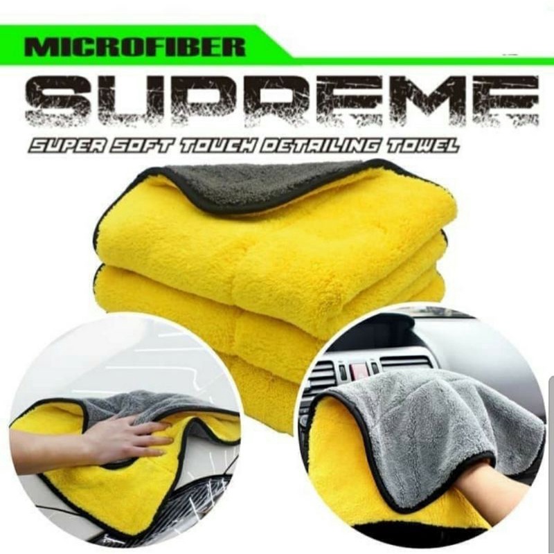 Lap Mobil Microfiber Lembut Tebal Anti Lecet Serbaguna 2Warna Uk 30x40