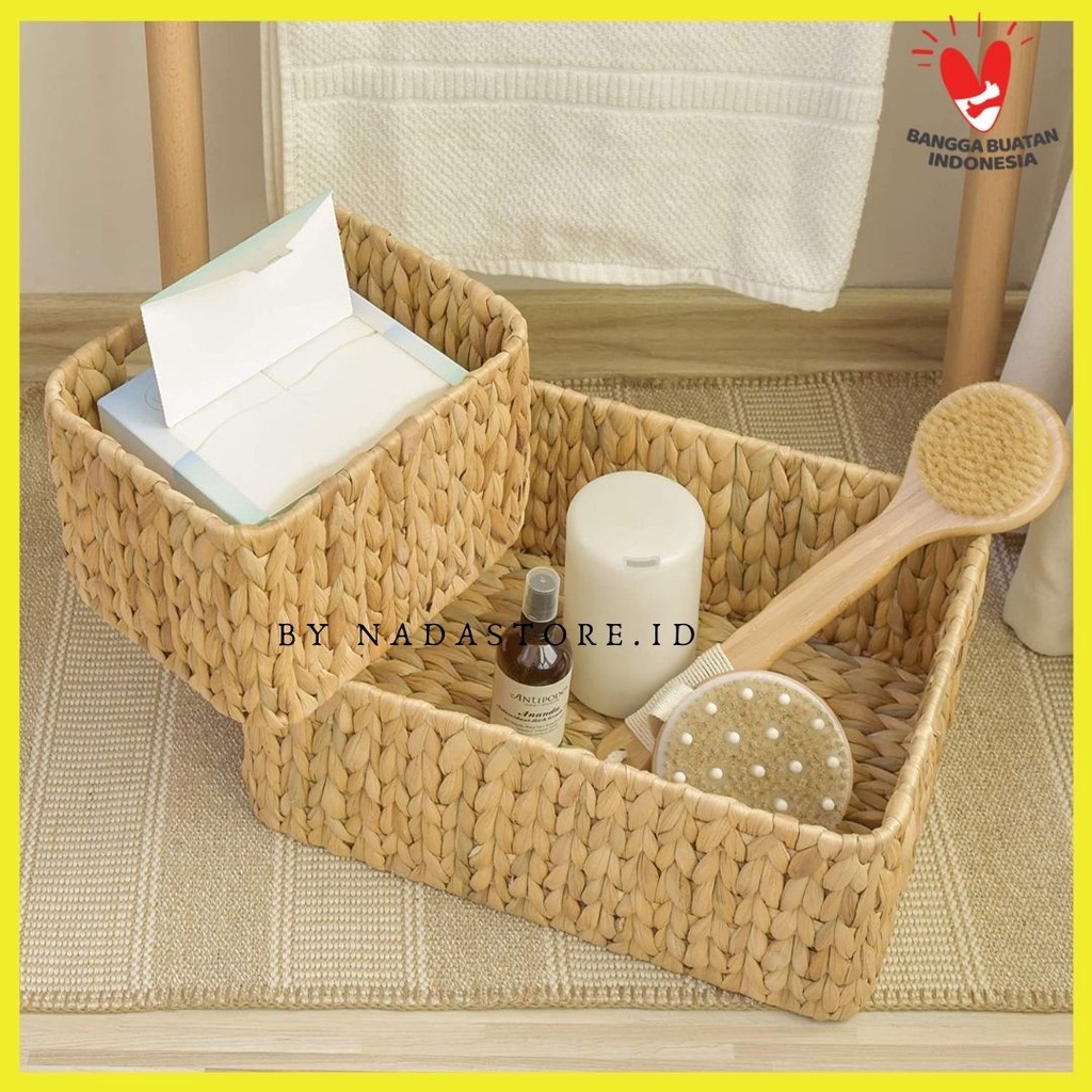 Set of 3 (1 Besar 2 Medium) Water hyacinth baskets / Keranjang Penyimpanan Enceng Gondok Code EC-03