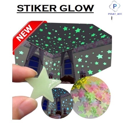 GD10 - Glow In The Dark Sticker Bintang 100 Pcs