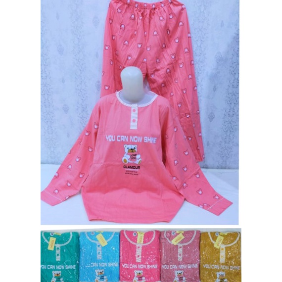 Baju tidur PP jumbo Tessa LD 116  celana panjang lengan panjang jumbo-3