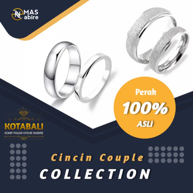 Cincin Nikah Perak asli Custom gratis ukir nama