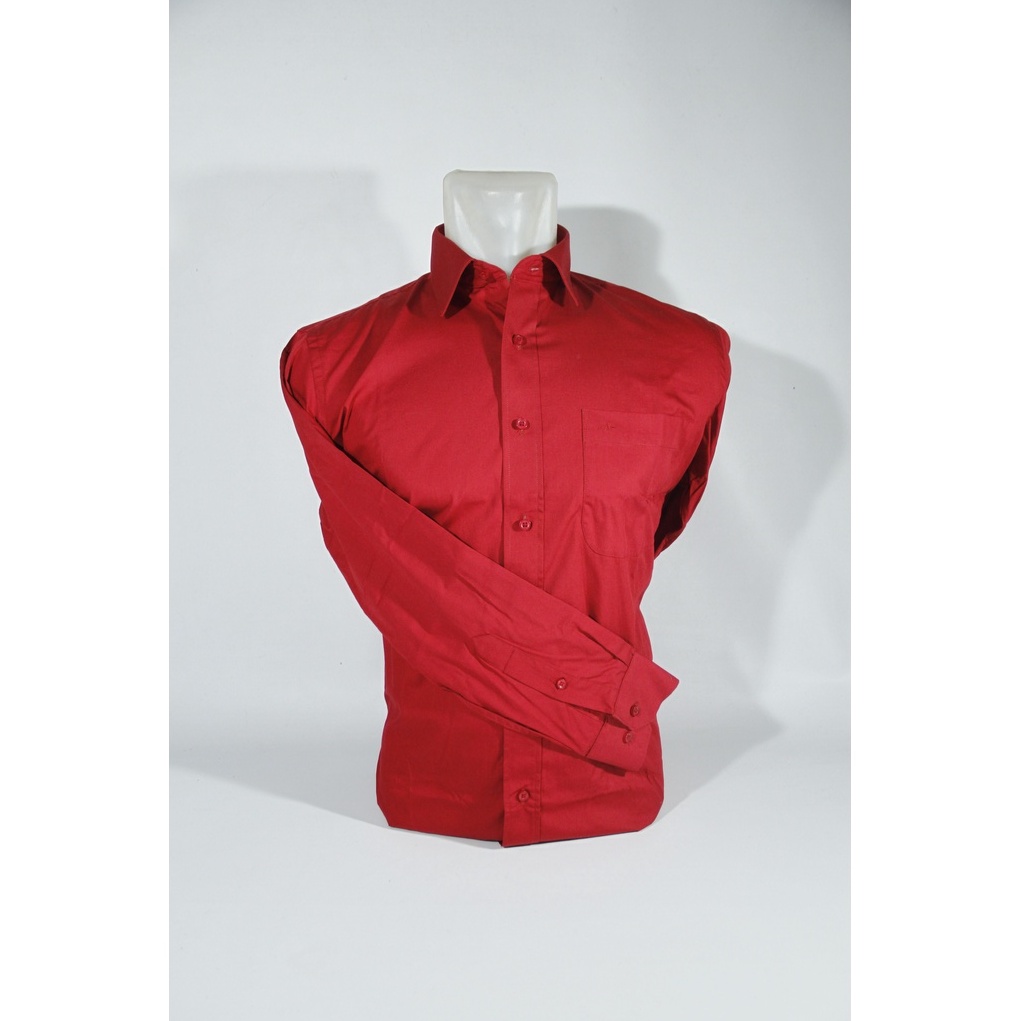 Kemeja Pria Lengan Panjang Arrow Reguler Fit Merah Polos