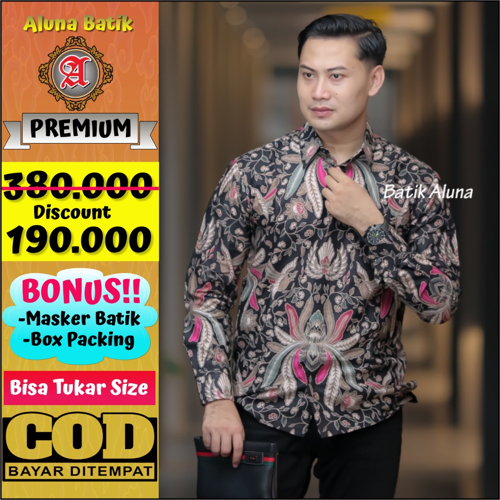 Batik Kaisar Premium Pria Lengan Panjang Produksi Pabrik Batik Aluna PCW 014