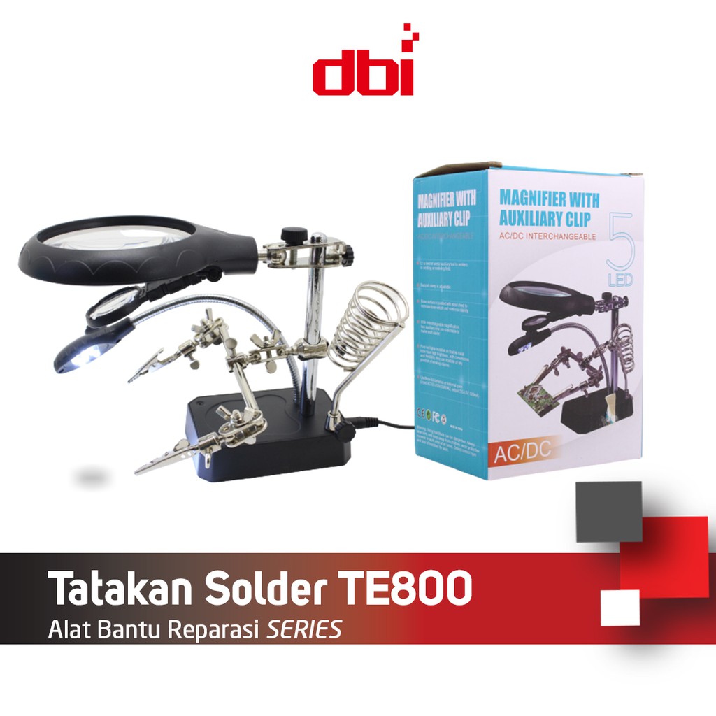 Dudukan Solder Tatakan Solder Set Kaca Pembesar + LED TE 800