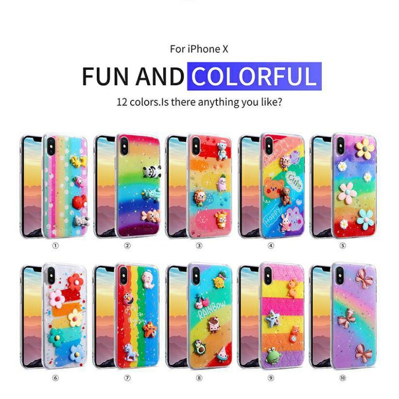 Silikon Realme C2/Oppo A1k  C15 Soft Rainbow 3d