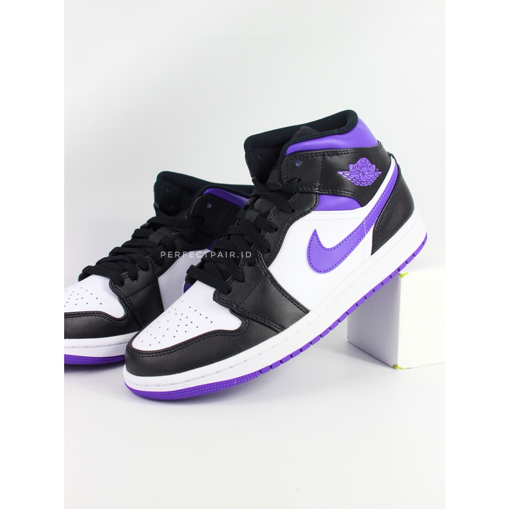 Air Jordan 1 Mid Purple Black White Purple 100% Original BNIB