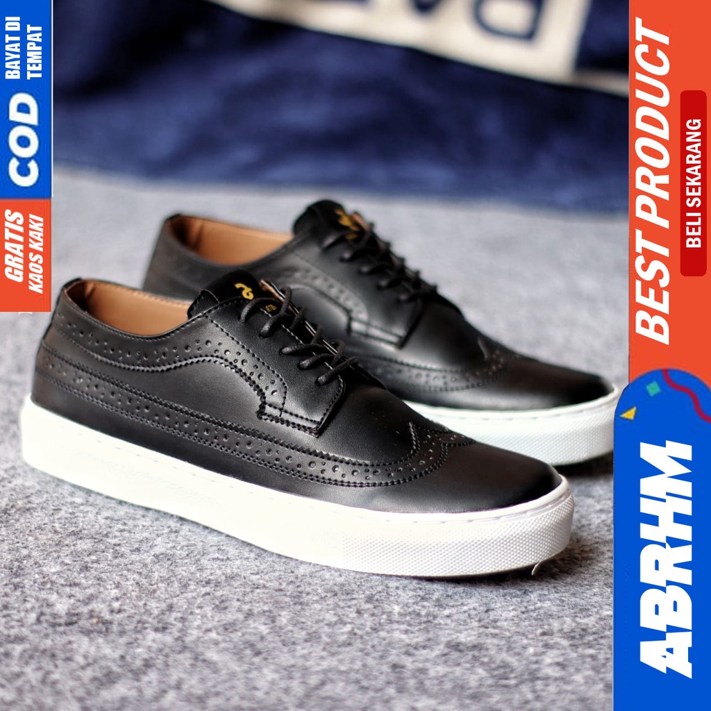 ABRHM LONGWING Sepatu Formal Casual Pantofel Kerja Hitam