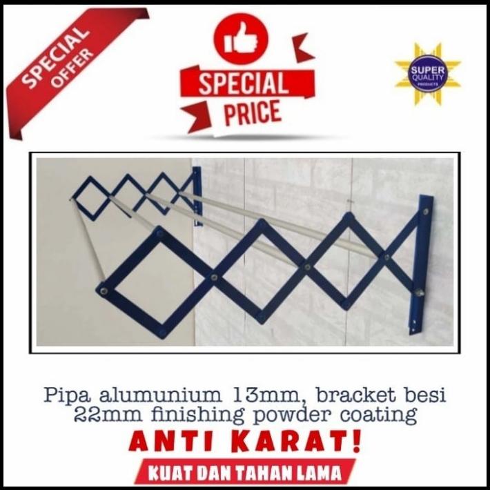 Jemuran Dinding Lipat/Jemuran Tarik Alumunium 100Cm