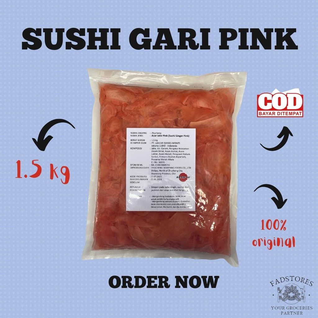 

Sushi Gari Pink 1 kg - Sushi Ginger Pink - Acar Jahe Sushi - Sushi Pickles