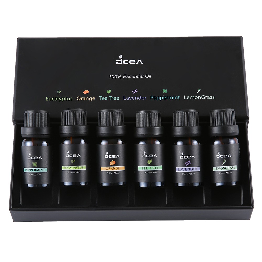 Essential Oil Aromatherapy Diffuser DCEA RH-36 6 in 1 Aromaterapi Humidifier 10ml Peppermint, Eucalyptus, Orange, Tea Tree, Lavender, Lemongrass