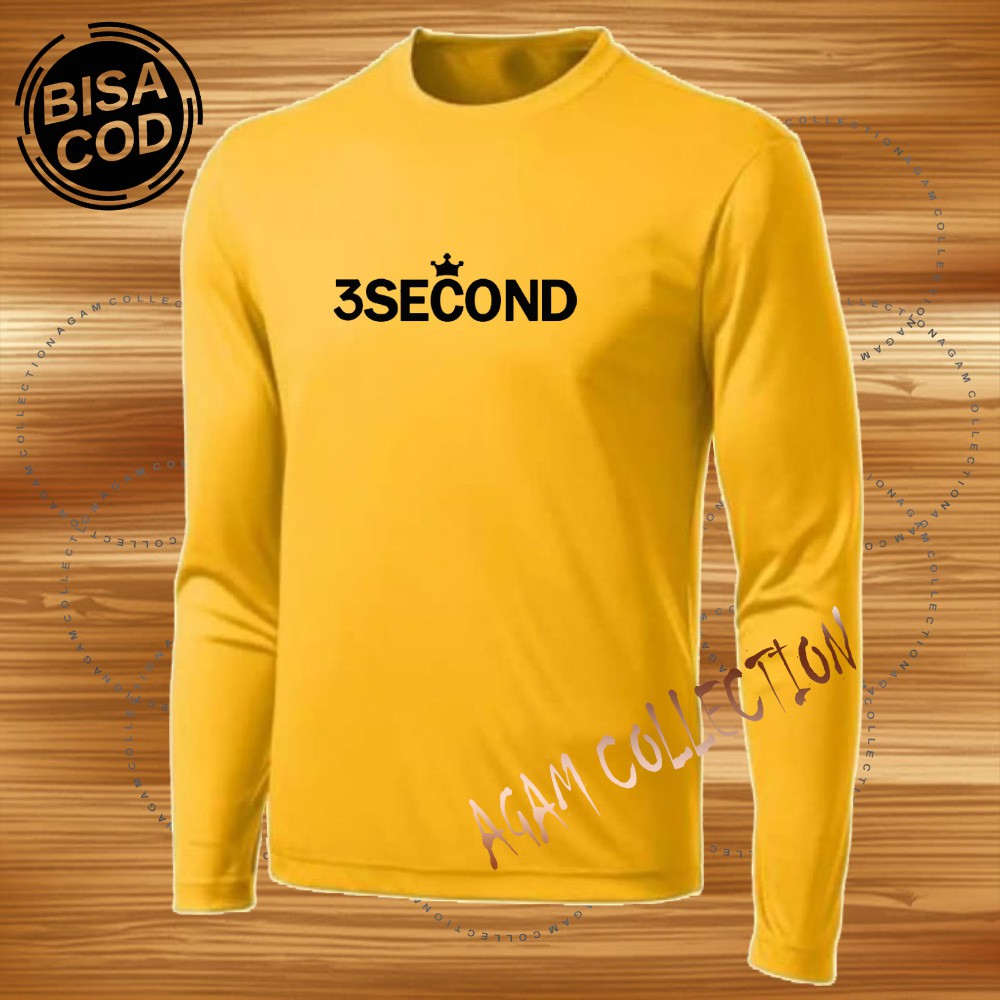 Agam Collection Baju Kaos Distro 3Second 003 Text Hitam Lengan Panjang Premium Quality