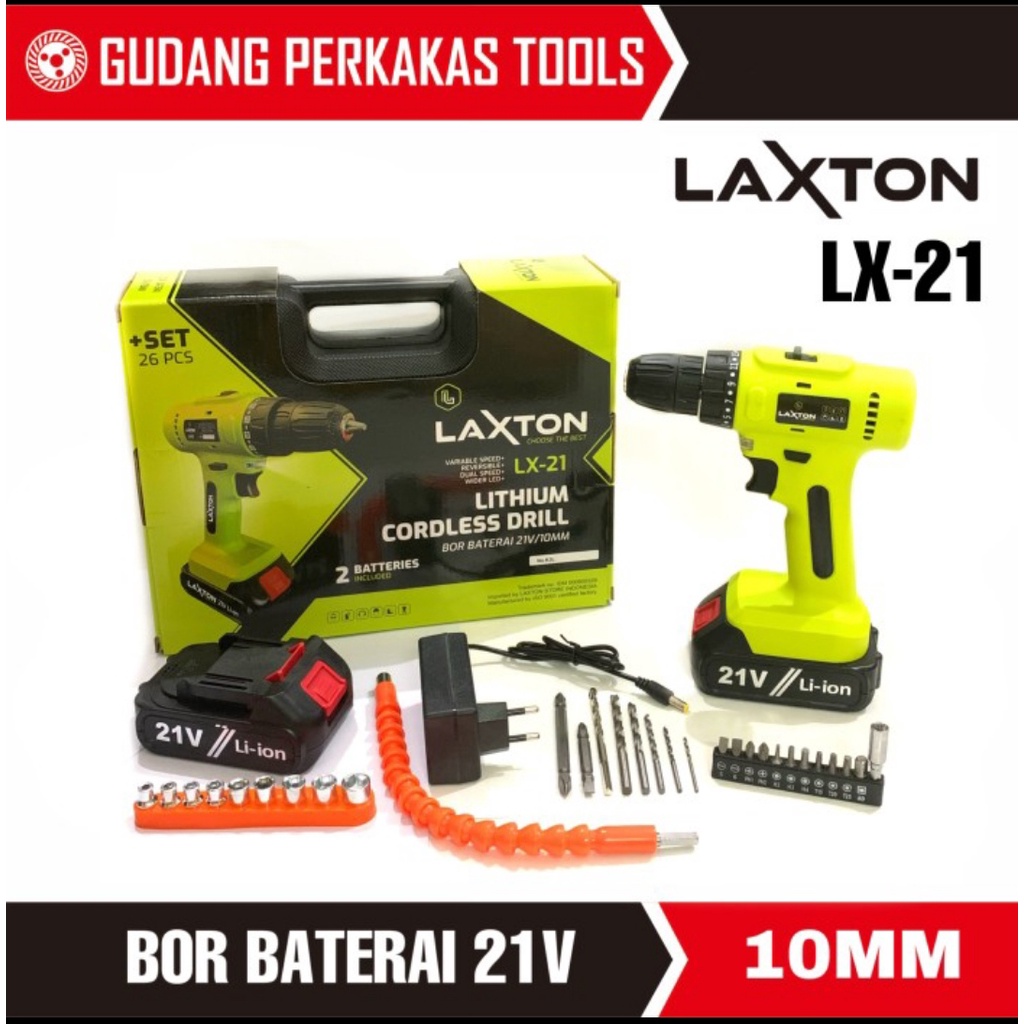 Bull Mesin bor baterai cordless 21V Laxton LX-21