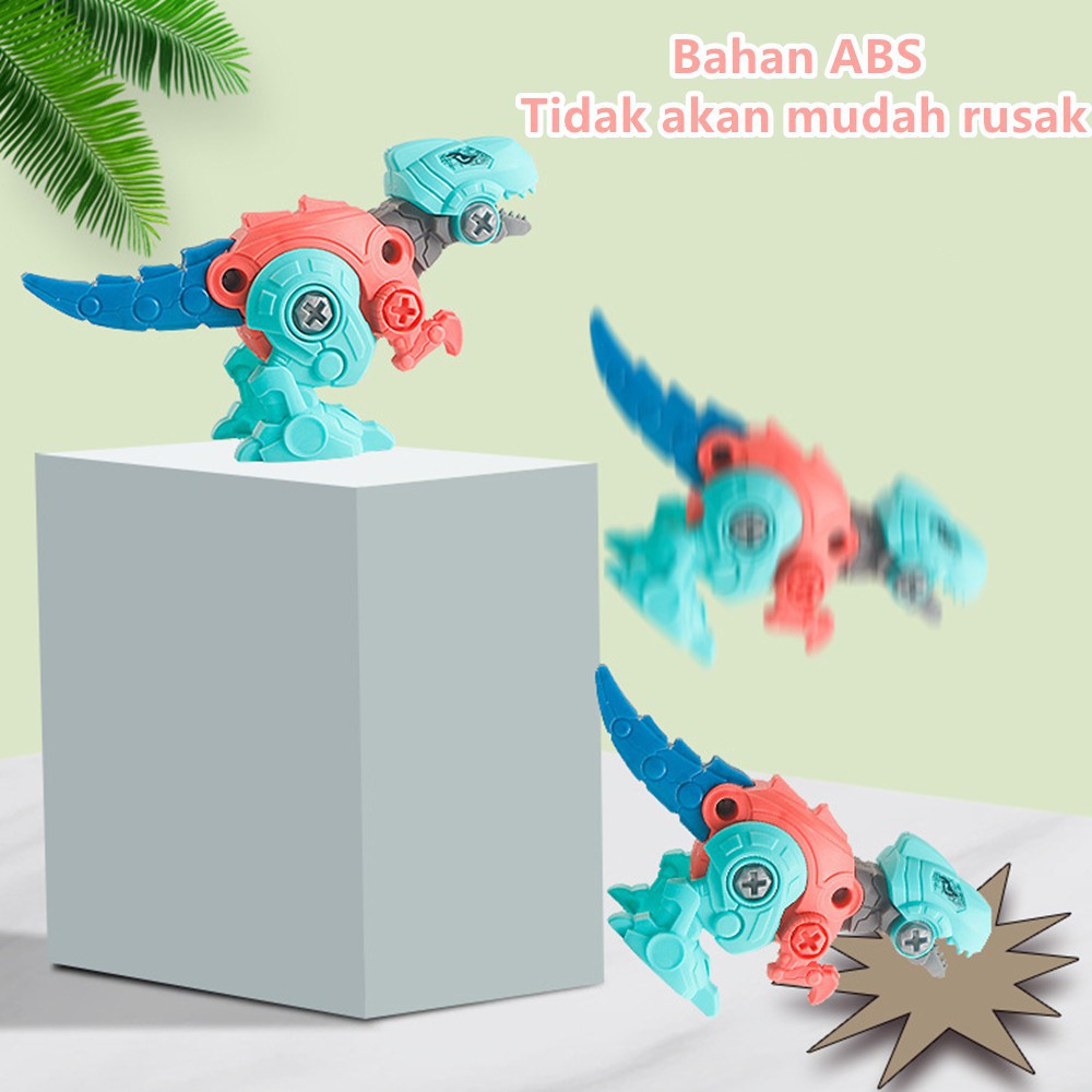 Sweetybayi mainan anak diy dinosaurus bongkar pasang obeng / block toys