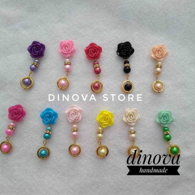 Ds388/brosdagu resin mawar pandora di bawah/bros dagu mutiara resin mawar/bros hijab/souvenir/peniti hijab/bros jilbab