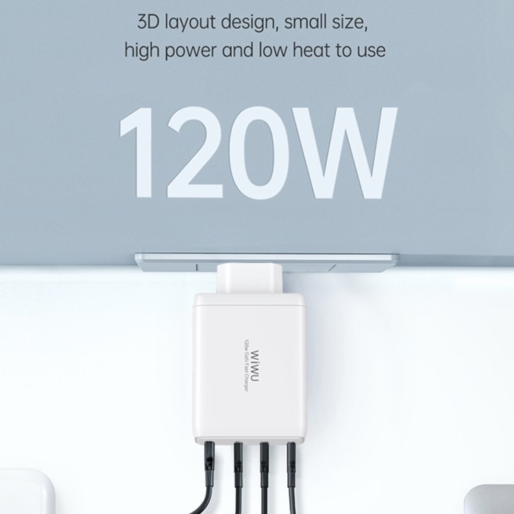 AKN88 - WIWU MINI GaN Fast Quick Charger 4 Ports - 120W Total Power