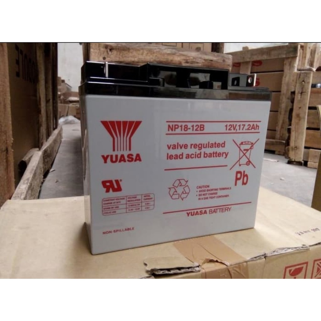 Aki VRLA Yuasa NP 18-12B 12V 18Ah Aki Kering Baterai UPS 18amper 12volt genset