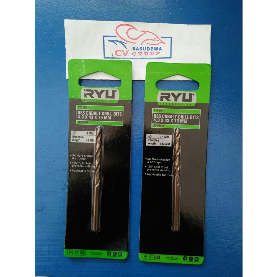 MATA BOR BESI RYU COBALT 4 MM / HSS COBALT DRILL BITS 4MM