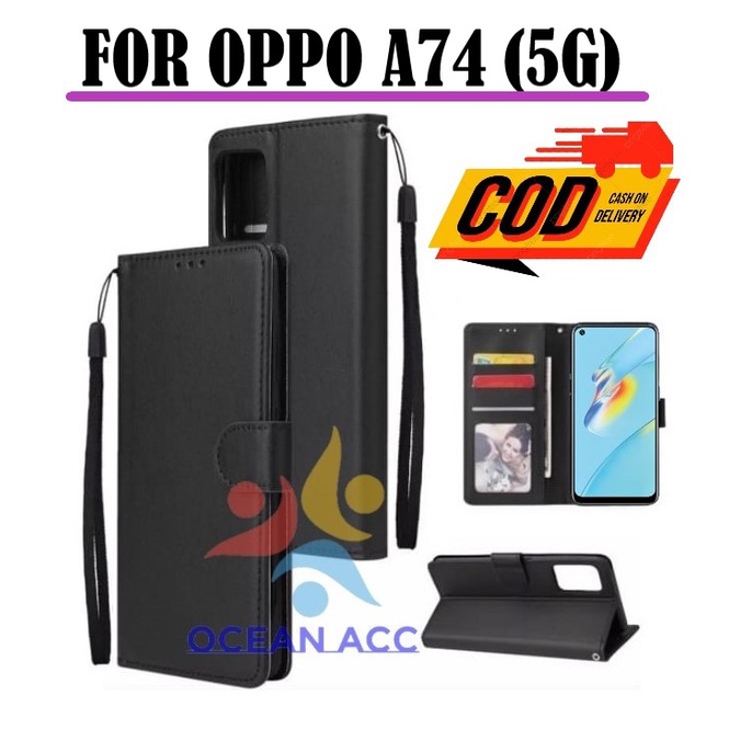 DOMPET HP UNTUK OPPO A74 (5G) NEW LEATHER FLIP CASE OPPO A74 (5G) NEW