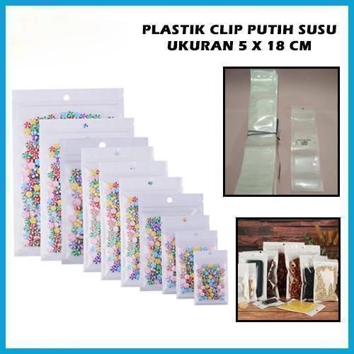 Plastik Klip Susu 5X18 Cm (ISI 100) Ziplock Putih Packing Plastic Clip Zipper Ukuran Panjang Cetik