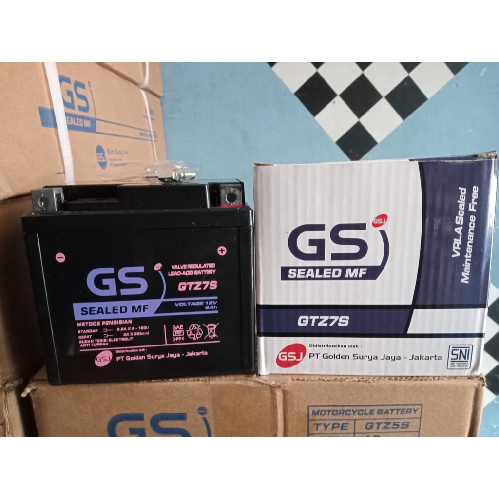 AKI MOTOR VARIO 125, vario 150, pcx, cb150r 12v 6ah GS GTZ7S AKI KERING ORIGINAL