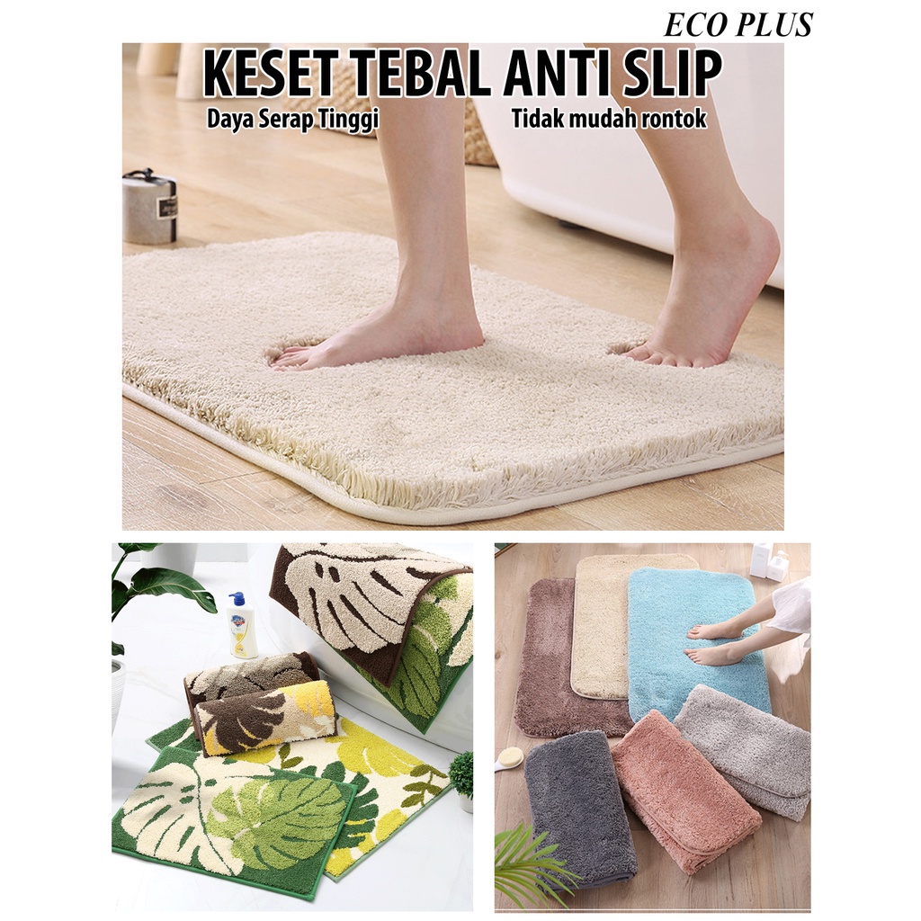 Keset Tebal Microfiber Anti Slip Floor Mat Elegant Motif Daun