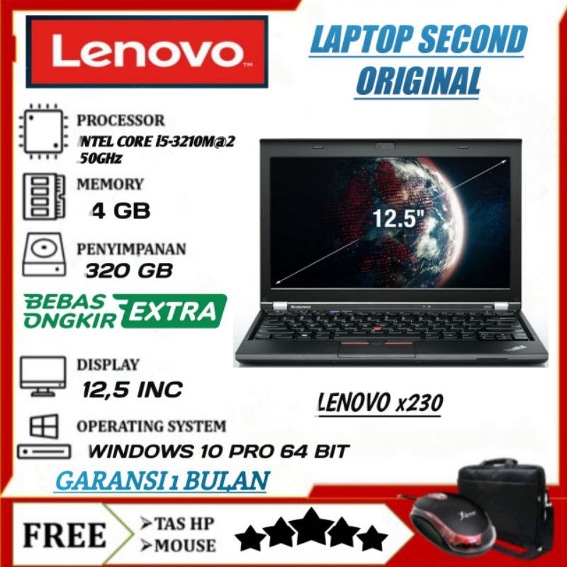 LENOVO THINKPAD X230 i5-3210M RAM 4GB/HDD320 BERGARANSI