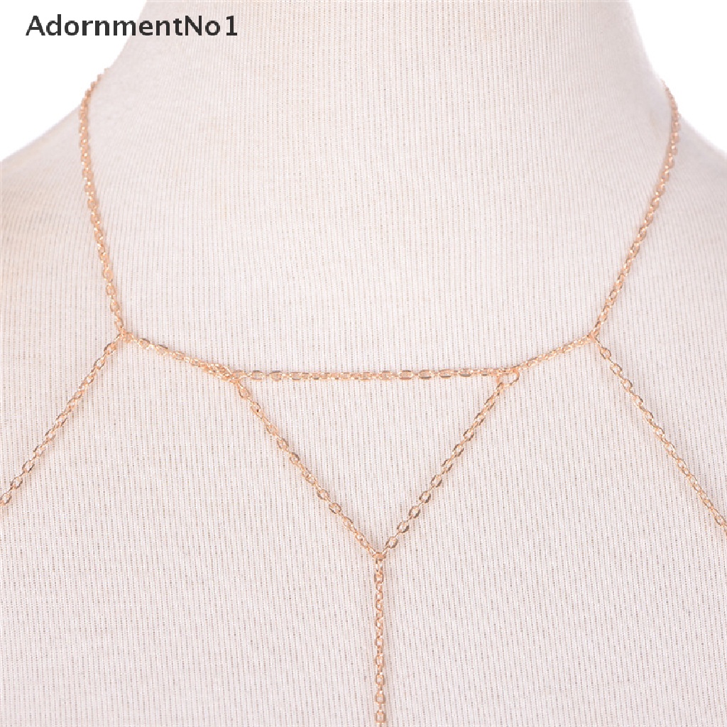 (AdornmentNo1) Kalung Rantai Tubuh / Bikini / Bra / Baju Renang Wanita Multilayer Gaya Retro Sexy Untuk Pantai