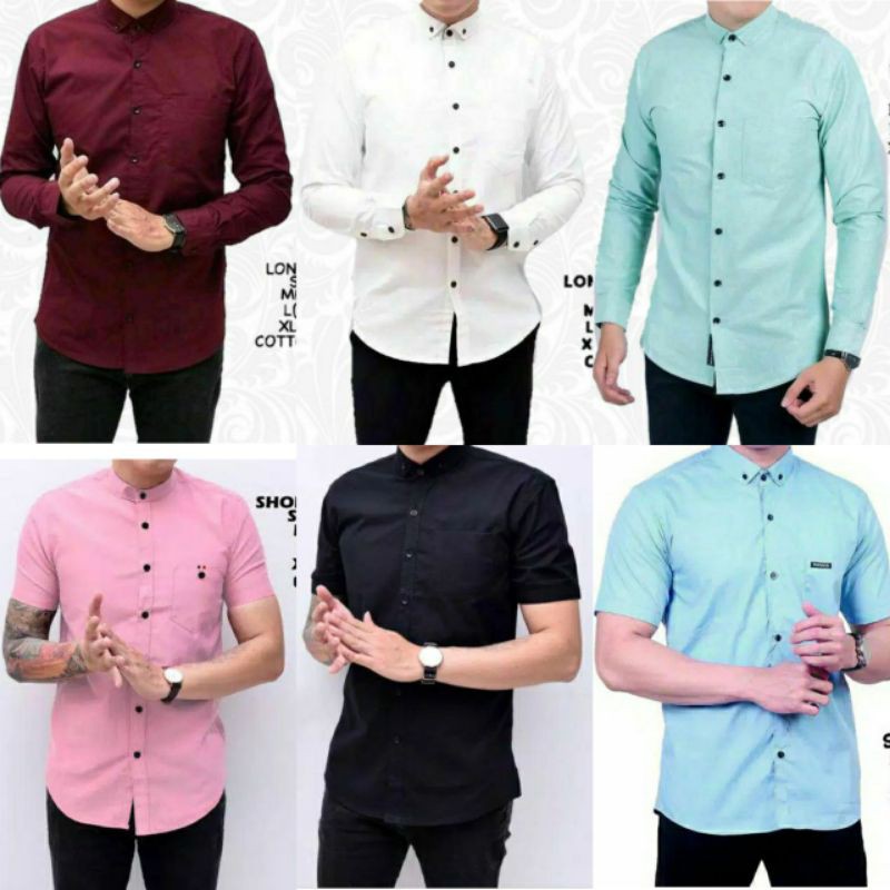 Pakaian Baju Kemeja Polos Pria Slimfit Lengan Panjang Premium