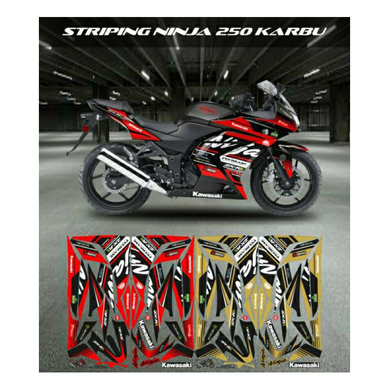 STIKER STRIPING KAWASAKI NINJA 250 KARBU / stiker variasi motor Ninja 250 karbu