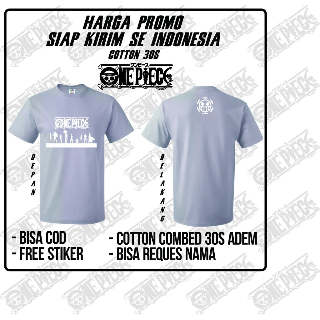 PROMO KAOS DISTRO ONE PIECE 2 KEREN MURAH BAHAN COTTON COMBED 30S ADEM GROSIR ECER