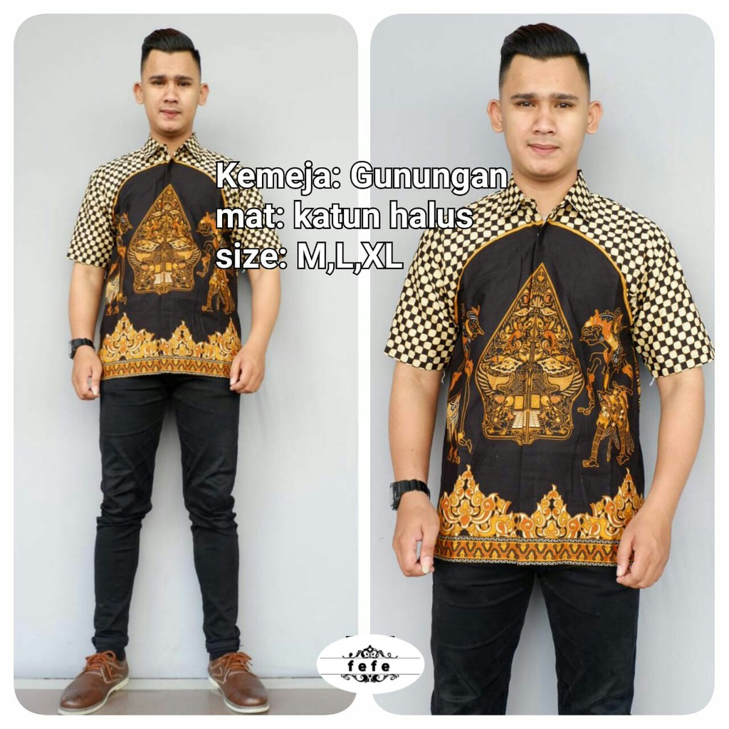 BAJU BATIK PRIA MODEL LENGAN PENDEK KATUN HALUS HEM GUNUNGAN