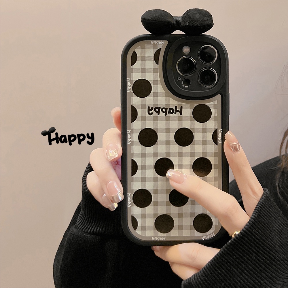 Soft case TPU Transparan shockproof Motif Polkadot Pita Untuk iPhone 11 Pro max 12 13 Pro max mini XS max xr 7 8 Se 2020 plus