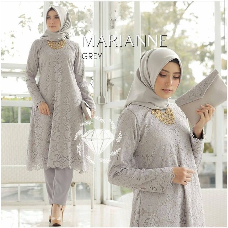 SET TUNIK CELANA MARIANNE, BRUKAT FURING, MOSCREPE/BALOTELI, GAMIS HIJAB MUSLIM, DRESS MAXY SETELAN